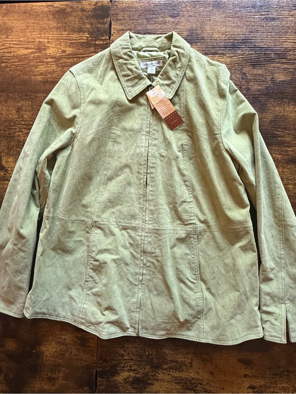 Coldwater Creek Light Olive Green Leather Jacket